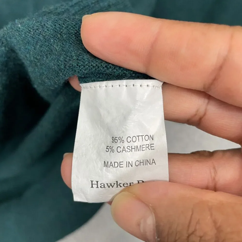 Hawker Rye Cotton Cashmere Sweater Men 3XL Hunter Green Preppy Pullover